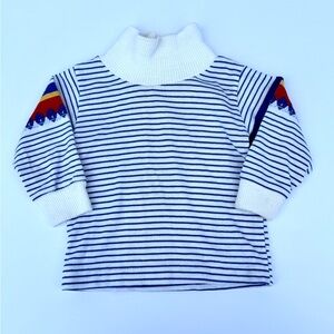 Vintage Healthtex Baby Boy White With Blue Stripes Football Turtleneck 12 Months